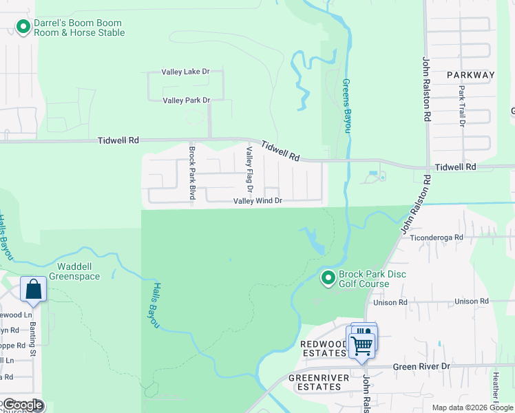 map of restaurants, bars, coffee shops, grocery stores, and more near 10222 Valley Wind Drive in Houston