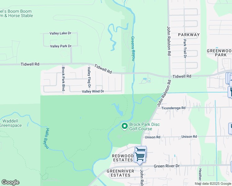map of restaurants, bars, coffee shops, grocery stores, and more near 10326 Valley Wind Drive in Houston