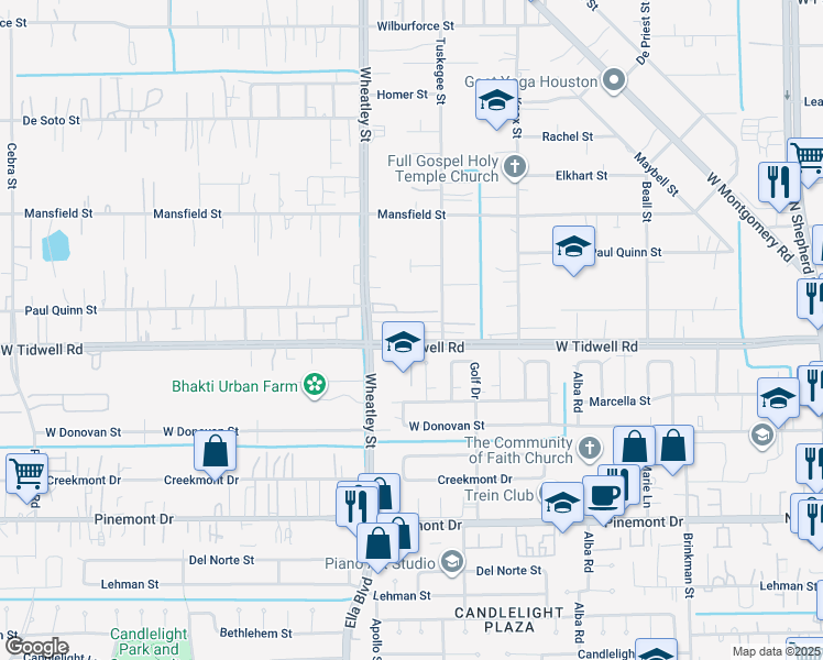 map of restaurants, bars, coffee shops, grocery stores, and more near 1000 West Tidwell Road in Houston