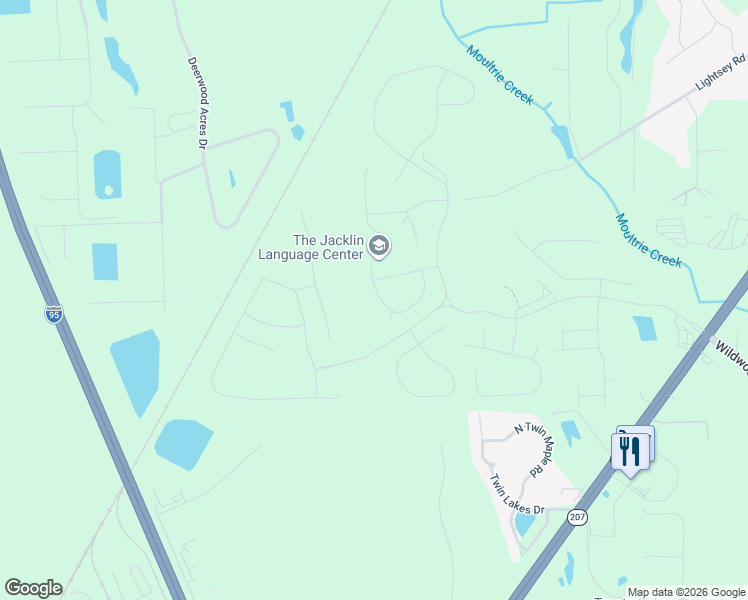 map of restaurants, bars, coffee shops, grocery stores, and more near 419 Twin Lakes Drive in St. Augustine