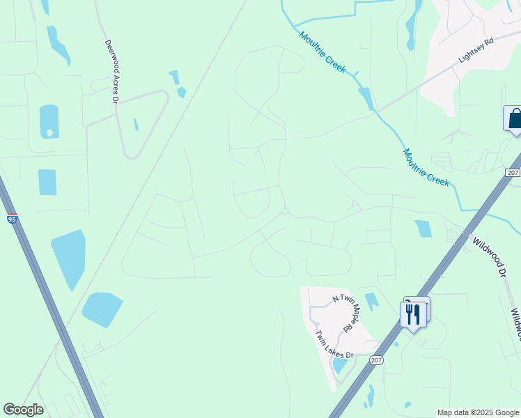 map of restaurants, bars, coffee shops, grocery stores, and more near 419 Twin Lakes Drive in St. Augustine