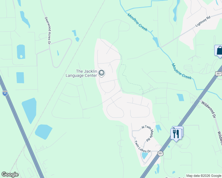 map of restaurants, bars, coffee shops, grocery stores, and more near 419 Twin Lakes Drive in St. Augustine