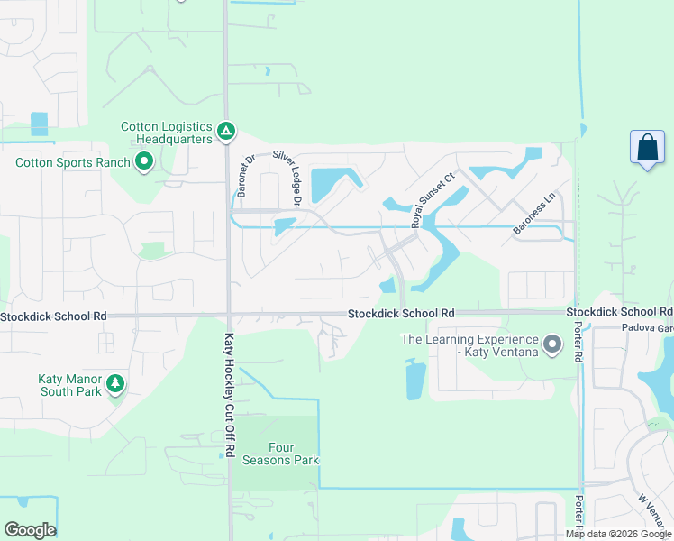 map of restaurants, bars, coffee shops, grocery stores, and more near 24711 Heirloom Lane in Katy