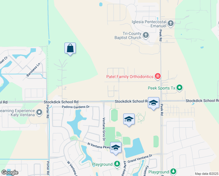 map of restaurants, bars, coffee shops, grocery stores, and more near 23502 Stockdick School Road in Katy
