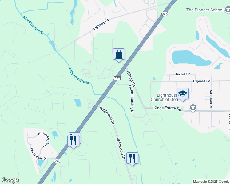 map of restaurants, bars, coffee shops, grocery stores, and more near 473 Sawmill Landing Drive in St. Augustine