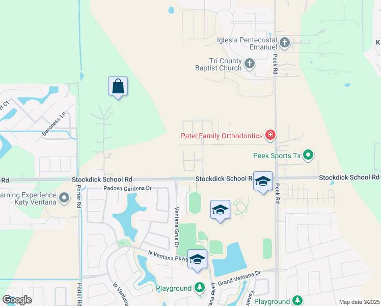map of restaurants, bars, coffee shops, grocery stores, and more near 23502 Stockdick School Road in Katy
