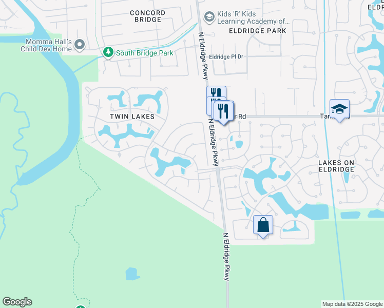 map of restaurants, bars, coffee shops, grocery stores, and more near 13242 Oregold Drive in Houston