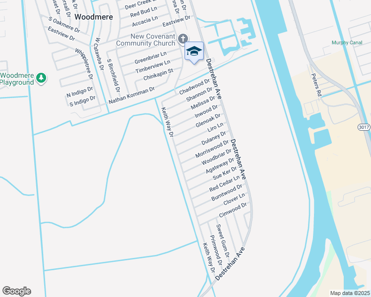 map of restaurants, bars, coffee shops, grocery stores, and more near 3845 Liro Lane in Harvey