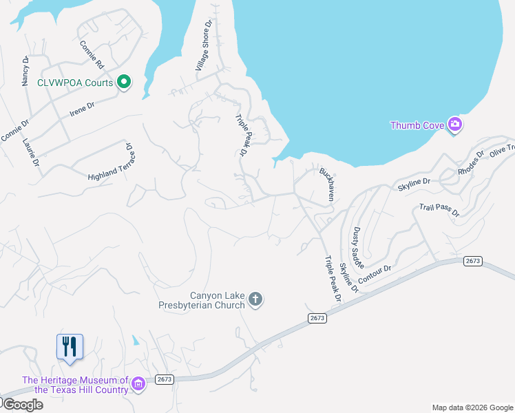 map of restaurants, bars, coffee shops, grocery stores, and more near 1501 Old Triple Peak in Canyon Lake