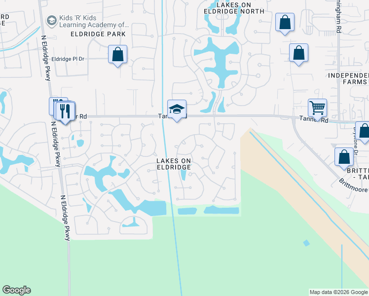 map of restaurants, bars, coffee shops, grocery stores, and more near 5311 Summerland Ridge Court in Houston