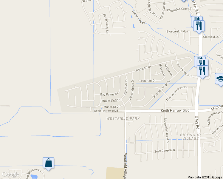 map of restaurants, bars, coffee shops, grocery stores, and more near 5207 Aspen Point Dr in Katy