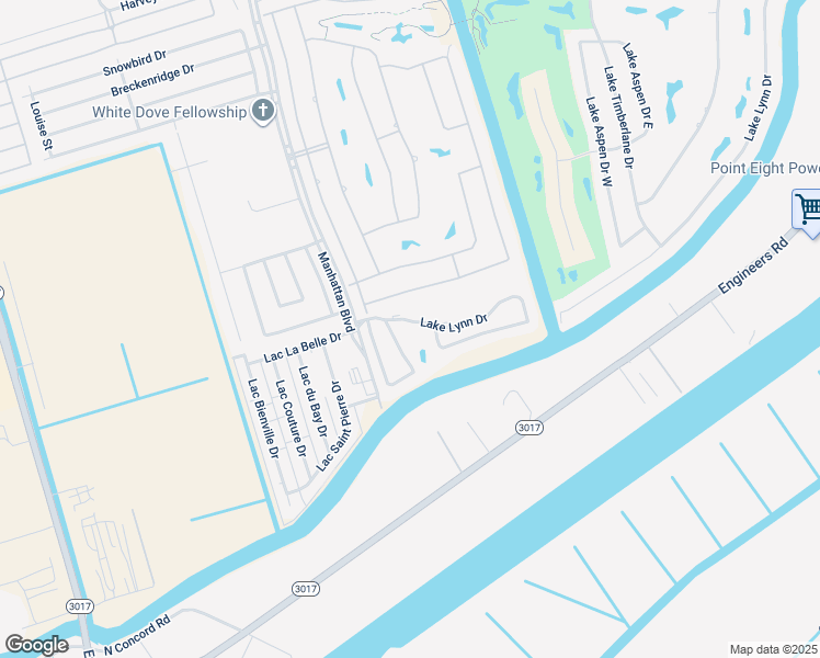 map of restaurants, bars, coffee shops, grocery stores, and more near 110 Lake Lynn Drive in Harvey
