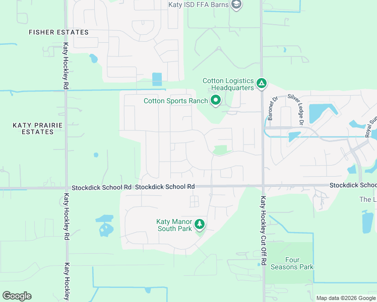 map of restaurants, bars, coffee shops, grocery stores, and more near 5126 Avondale Rise Street in Katy