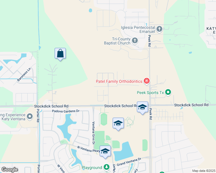 map of restaurants, bars, coffee shops, grocery stores, and more near Cunningham Falls Drive in Harris County