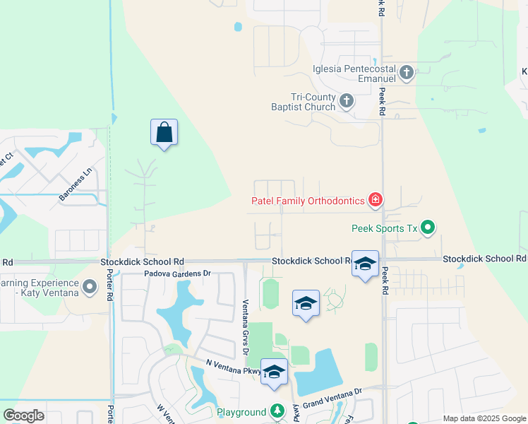 map of restaurants, bars, coffee shops, grocery stores, and more near 23502 Stockdick School Road in Katy