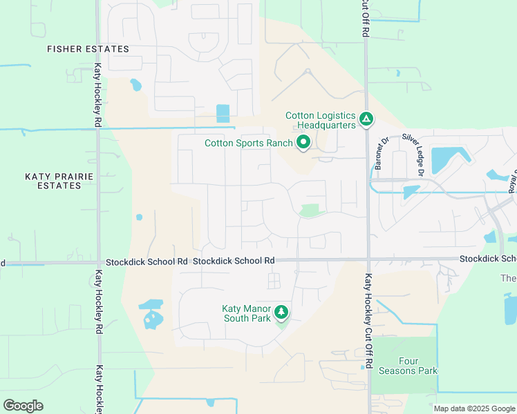 map of restaurants, bars, coffee shops, grocery stores, and more near 5130 Avondale Rise Street in Katy