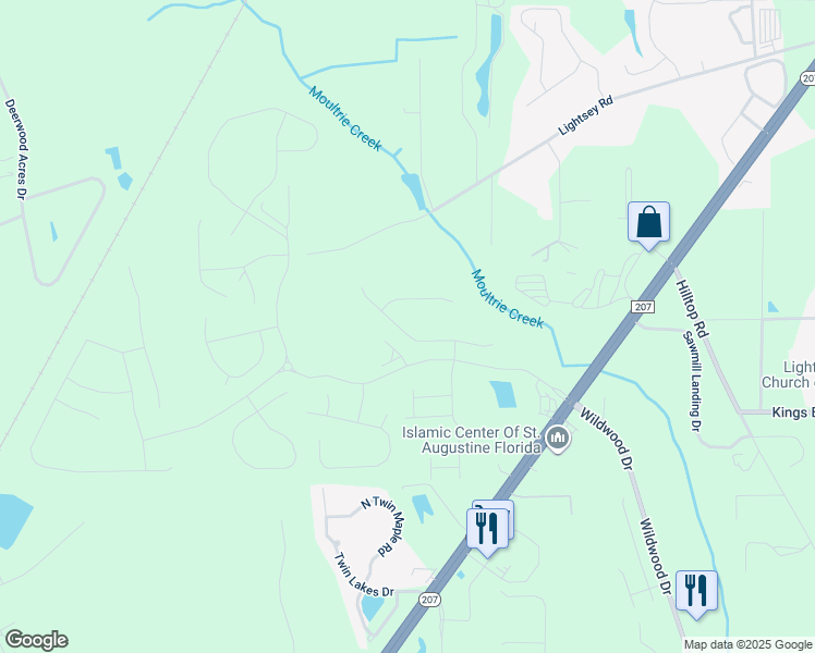 map of restaurants, bars, coffee shops, grocery stores, and more near 246 Caminha Road in St. Augustine