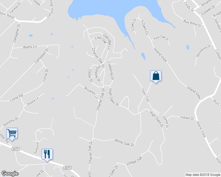 map of restaurants, bars, coffee shops, grocery stores, and more near 131 High Oaks Drive in Canyon Lake