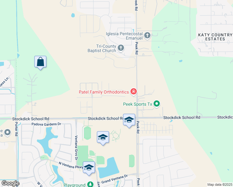 map of restaurants, bars, coffee shops, grocery stores, and more near Cunningham Falls Drive in Harris County