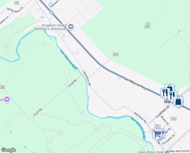 map of restaurants, bars, coffee shops, grocery stores, and more near 301 Quail Run Road in Martindale
