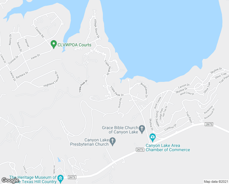 map of restaurants, bars, coffee shops, grocery stores, and more near 1600 Triple Peak Drive in Canyon Lake