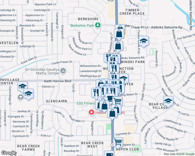 map of restaurants, bars, coffee shops, grocery stores, and more near 5018 Longlane Drive in Houston