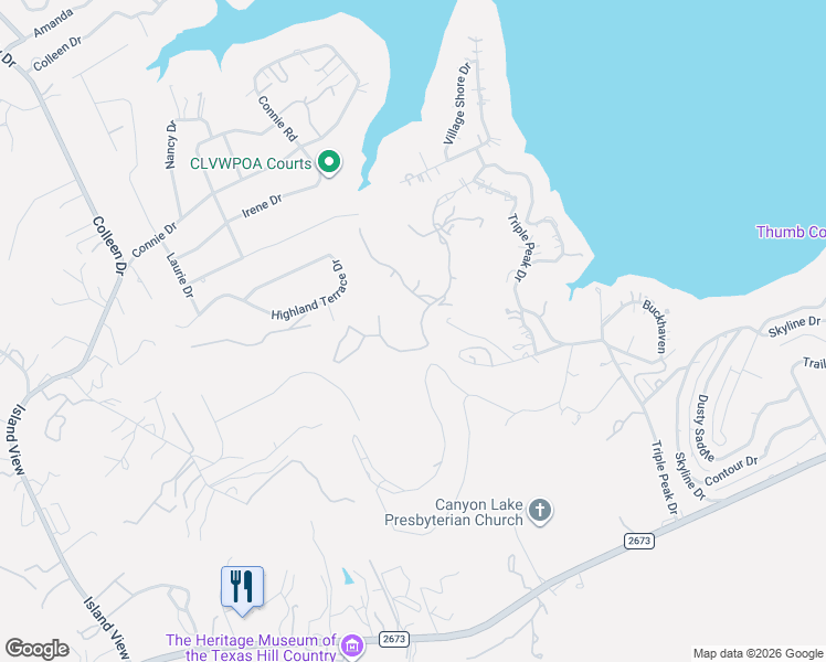 map of restaurants, bars, coffee shops, grocery stores, and more near 1007 Thunderbolt Road in Canyon Lake
