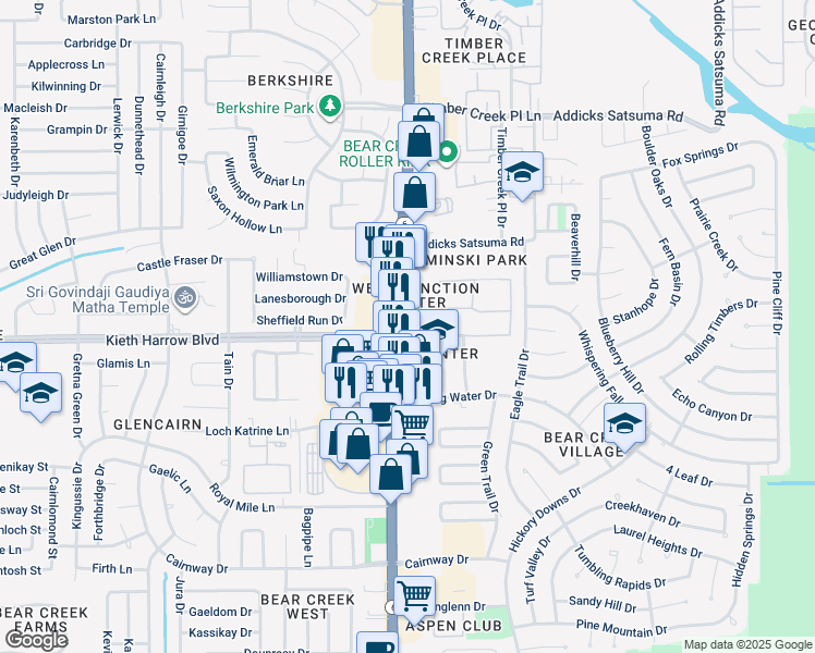 map of restaurants, bars, coffee shops, grocery stores, and more near 4996 Highway 6 in Houston