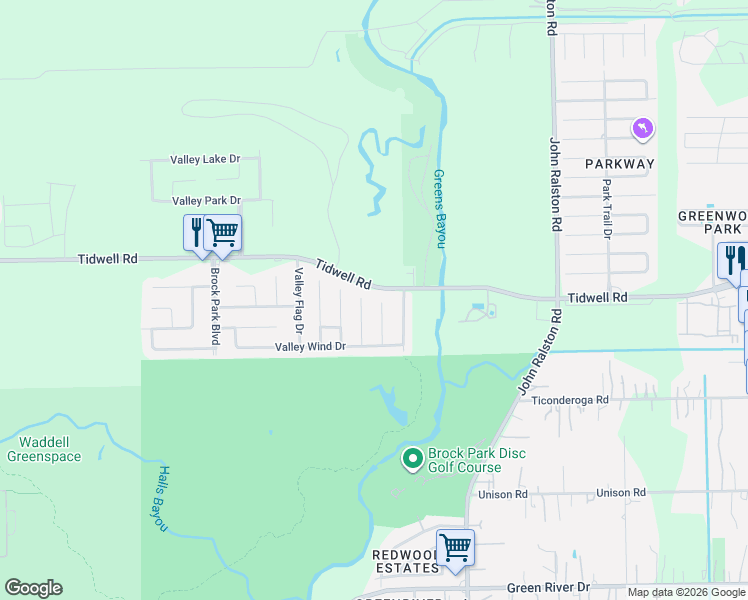 map of restaurants, bars, coffee shops, grocery stores, and more near 8731 Valley Rock Drive in Houston