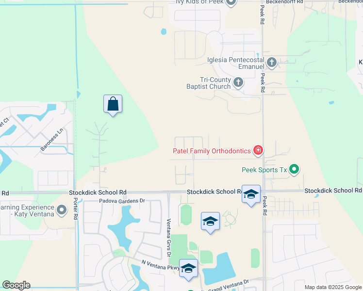 map of restaurants, bars, coffee shops, grocery stores, and more near 23006 Stockdick School Road in Katy