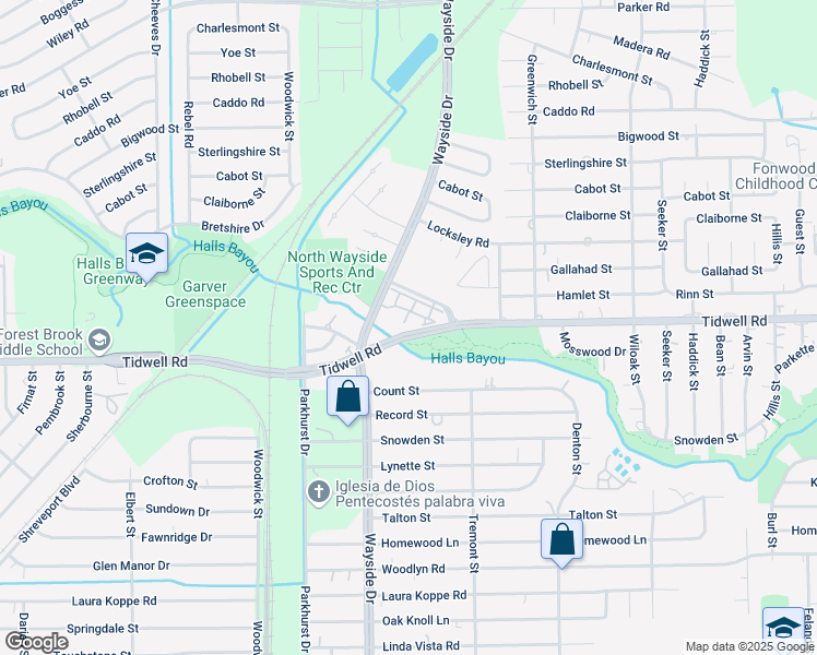 map of restaurants, bars, coffee shops, grocery stores, and more near 959 Tidwell Road in Houston