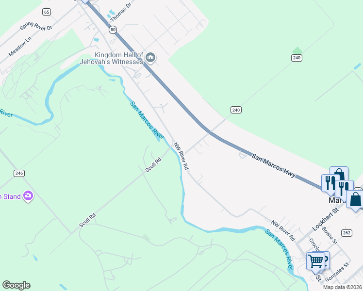 map of restaurants, bars, coffee shops, grocery stores, and more near 56 Quail Run Road in Martindale