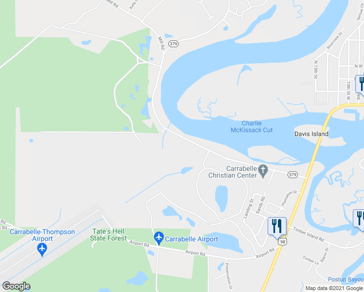 map of restaurants, bars, coffee shops, grocery stores, and more near 252 River Road in Carrabelle