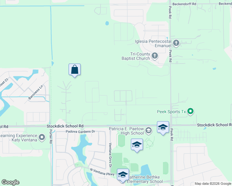map of restaurants, bars, coffee shops, grocery stores, and more near 23006 Stockdick School Road in Katy