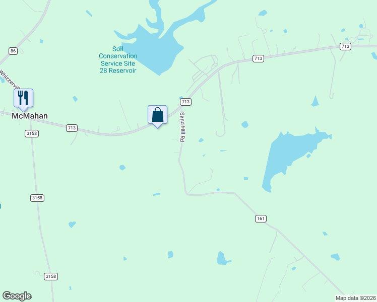 map of restaurants, bars, coffee shops, grocery stores, and more near 1548 Sand Hill Road in Dale