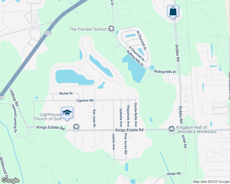 map of restaurants, bars, coffee shops, grocery stores, and more near 2570 Juarez Avenue in St. Augustine