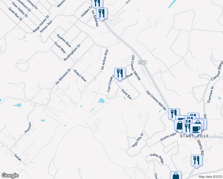 map of restaurants, bars, coffee shops, grocery stores, and more near 595 Tom Creek Lane in Canyon Lake