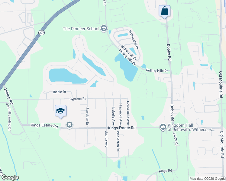 map of restaurants, bars, coffee shops, grocery stores, and more near 960 Cypress Road in St. Augustine