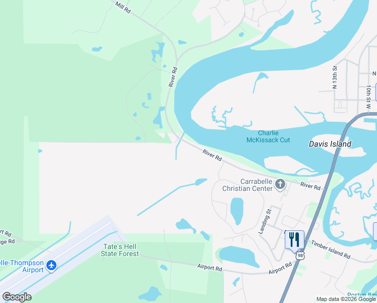 map of restaurants, bars, coffee shops, grocery stores, and more near 252 River Rd in Carrabelle