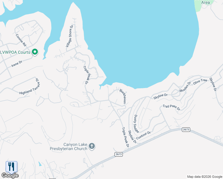 map of restaurants, bars, coffee shops, grocery stores, and more near 187 Buckhaven Dr in Canyon Lake