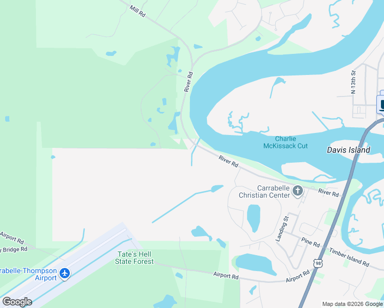 map of restaurants, bars, coffee shops, grocery stores, and more near 272 River Road in Carrabelle