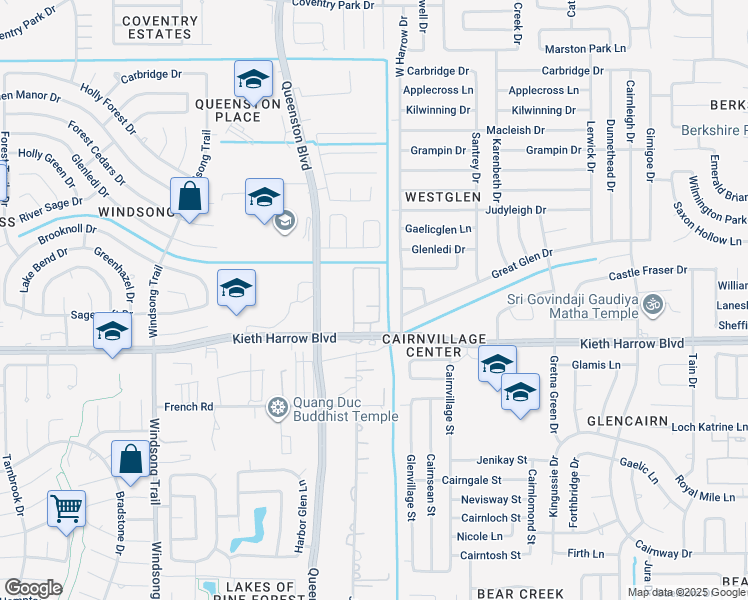 map of restaurants, bars, coffee shops, grocery stores, and more near 17310 Kieth Harrow Boulevard in Houston