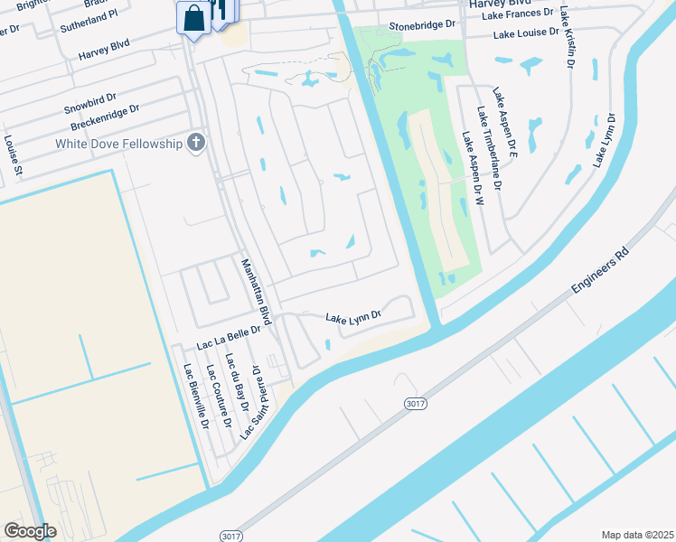 map of restaurants, bars, coffee shops, grocery stores, and more near 1708 Lake Salvador Drive in Harvey