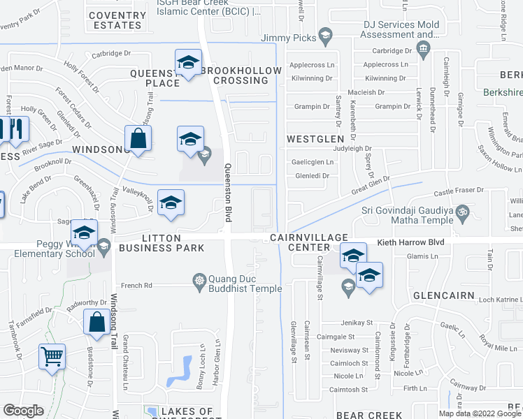 map of restaurants, bars, coffee shops, grocery stores, and more near 5023 West Harrow Drive in Houston