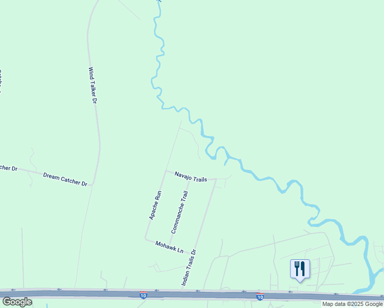 map of restaurants, bars, coffee shops, grocery stores, and more near 202 Cherokee Circle in Wallisville
