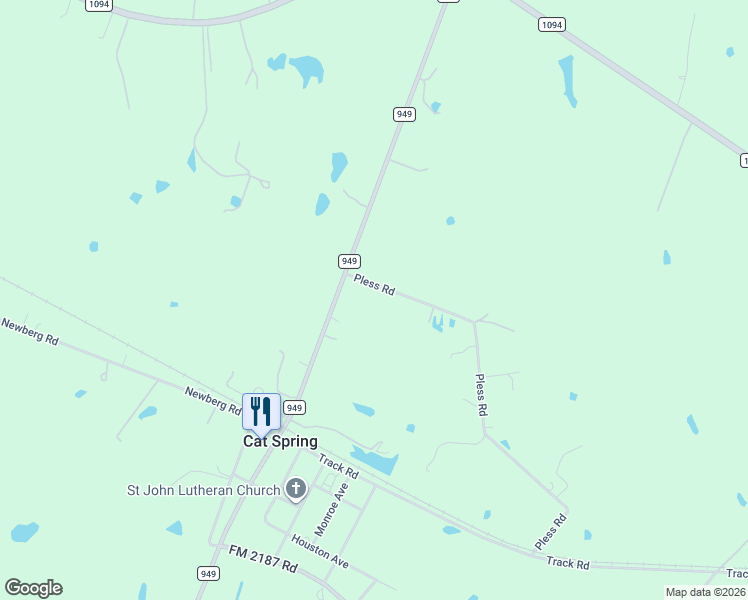 map of restaurants, bars, coffee shops, grocery stores, and more near 10018 Farm to Market Road 949 in Sealy
