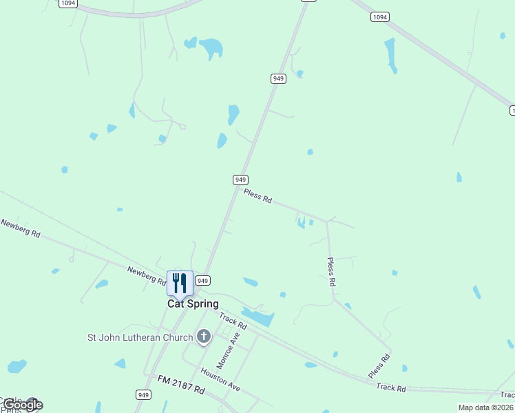 map of restaurants, bars, coffee shops, grocery stores, and more near 10018 Farm to Market Road 949 in Sealy