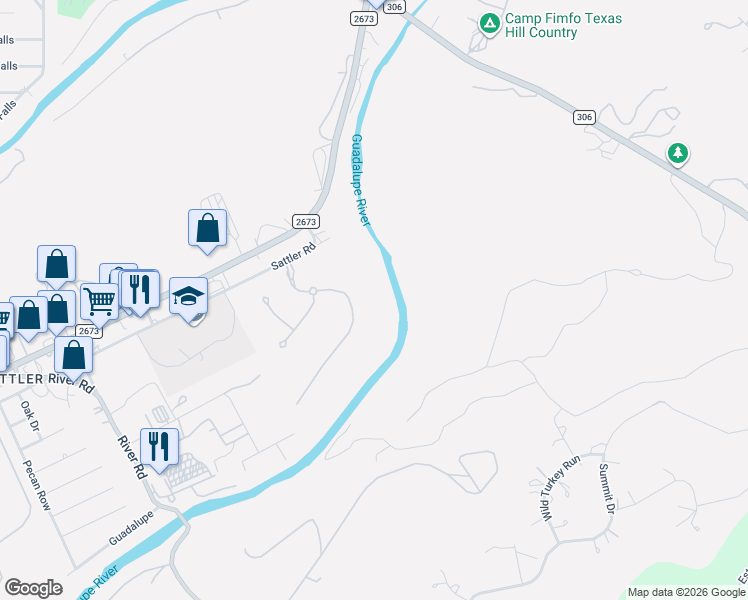 map of restaurants, bars, coffee shops, grocery stores, and more near 745 Sattler Road in Canyon Lake
