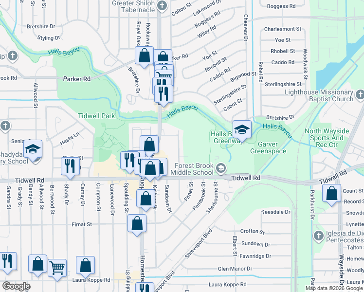 map of restaurants, bars, coffee shops, grocery stores, and more near 9702 Crofton Street in Houston