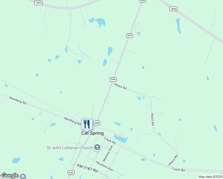 map of restaurants, bars, coffee shops, grocery stores, and more near 10018 Farm to Market Road 949 in Sealy
